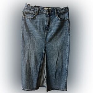 We The Free Blue Straight Leg Denim Skirt